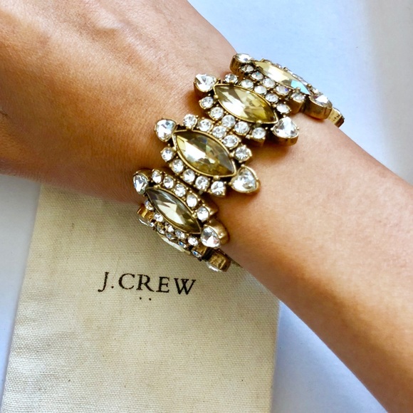 NWT J. Crew Crystal Statement Bracelet Stretch - Picture 1 of 7
